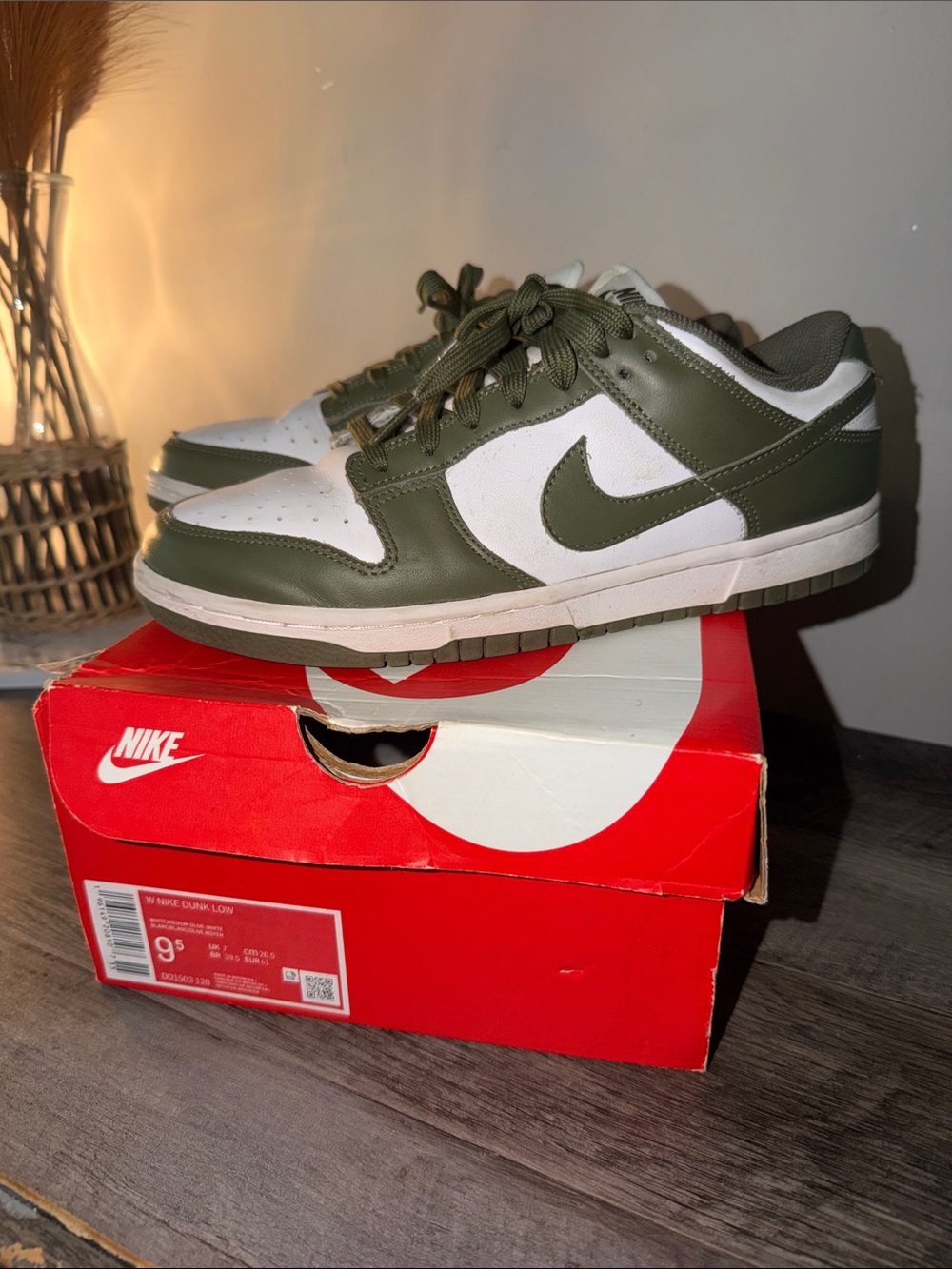 Nike Women’s Low-Top Sneakers in Olive Green and White
